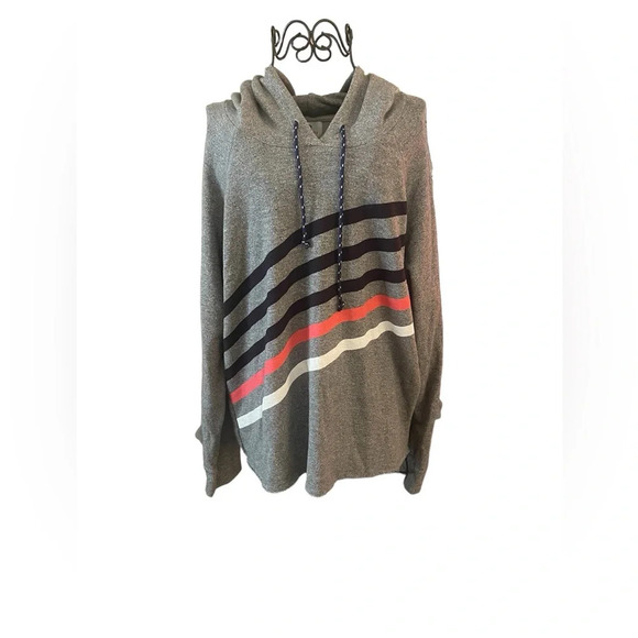 Sundry Diagonal Stripe Hoodie- Heather Grey Size Large - Picture 2 of 10